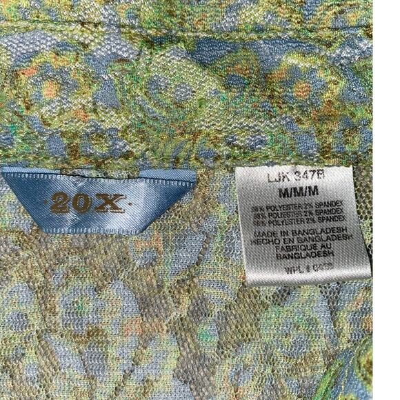 20X Women Medium Blouse Top Button up Y2K Buffy Lace Floral Flare Sleeve - Picture 4 of 6